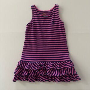 Polo Ralph Lauren 2T Toddler Girl Pink Navy Striped Dress Sundress Summer